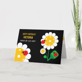 Tarjeta Pickleball Feliz cumpleaños Personalizable negro