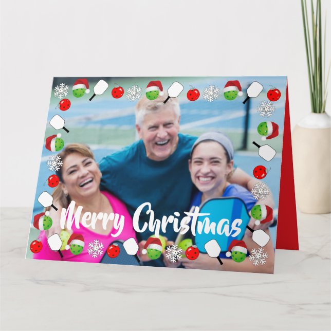 Tarjeta Pickleball Holiday Photo Frame Merry Christmas (Anverso)