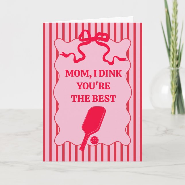 Tarjeta Pickleball Rosa y Rojo Día de la Madre (Anverso)