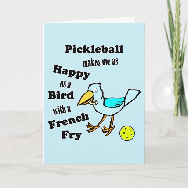 Tarjeta Pickleball Tan Feliz Como Un Pájaro Con Una Papa F (Anverso)