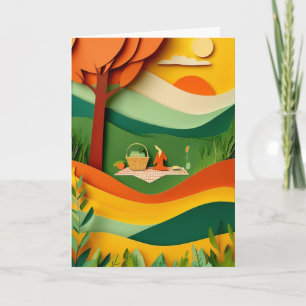 Tarjeta Pícnic Bajo el Árbol de Otoño