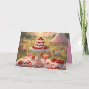 Tarjeta Pícnic de cumpleaños caprichoso de tarta de fresa