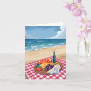 Tarjeta Pícnic en la Playa Pintura de la Orilla del Océa