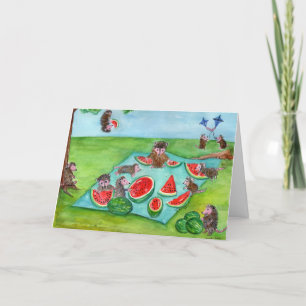 Tarjeta picnic Possum.  Nuevo dentro divertido