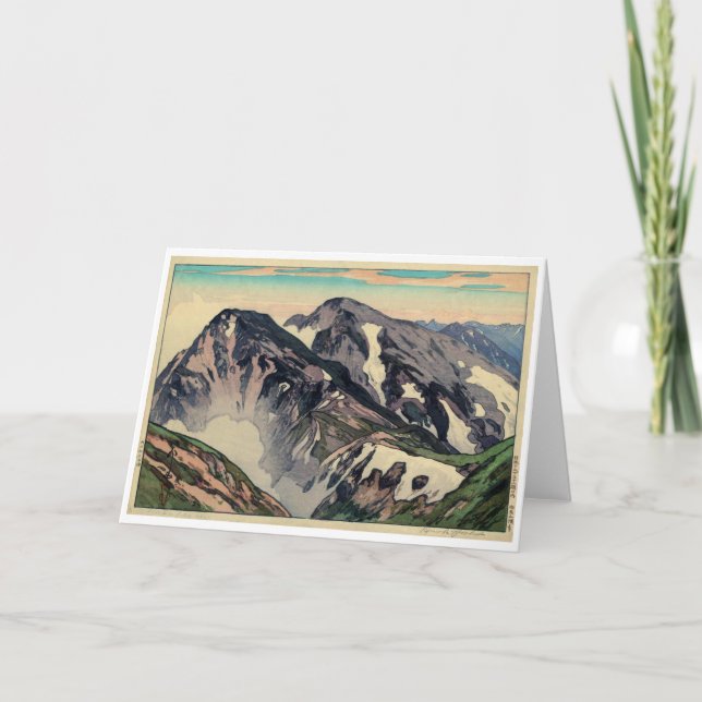 Tarjeta Pico de Shiroumadake, Yoshida, Woodcut (Anverso)