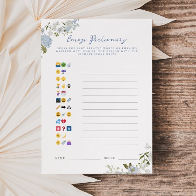 Tarjeta pictórica de la Emoji del bebé floral azul (Subido por el creador)