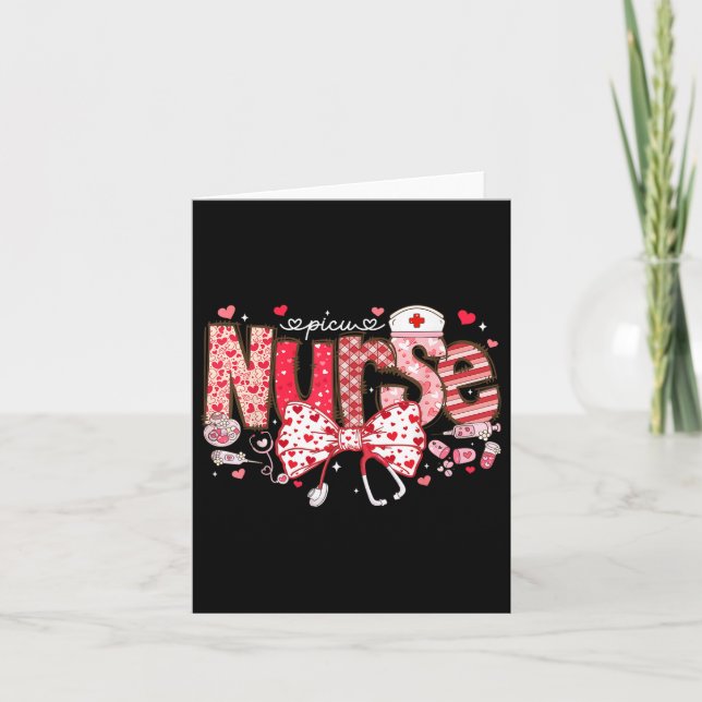 Tarjeta Picu Enfermera Stethoscope Coquette Bow Heart Vale (Anverso)