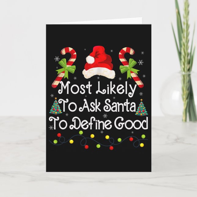 Tarjeta Pide a Santa que defina buenas luces de Navidad du (Anverso)