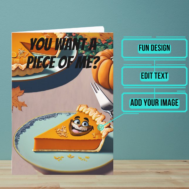 Tarjeta Pie de calabaza se fue mal día de acción de gracia (Share your gratitude this year with a Thanksgiving greeting card using a fun and funny design.)