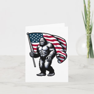 Tarjeta Pie Grande 4 De Julio Sasquatch Bandera Estadounid