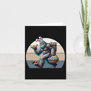 Tarjeta Pie Grande Con Orejas De Conejo Robando Una Cesta 