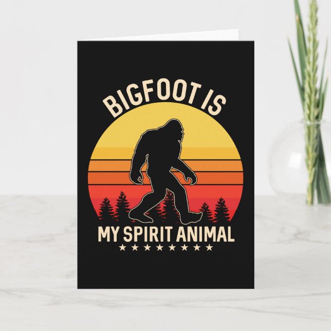 Tarjeta Pie grande mi animal espiritual | Bigfoot Retro (Anverso)