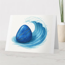 Tarjeta Piedra azul sanadora con ola marina - Saludo espir
