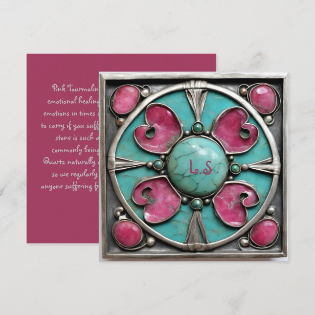Tarjeta Piedra de nacimiento de octubre de Tourmaline rosa (Anverso / Reverso)