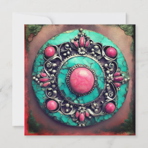 Tarjeta Piedra de nacimiento rosa y verde azulado de octub