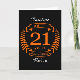 Tarjeta Piedra preciosa Iolita aniversario de bodas 21 año