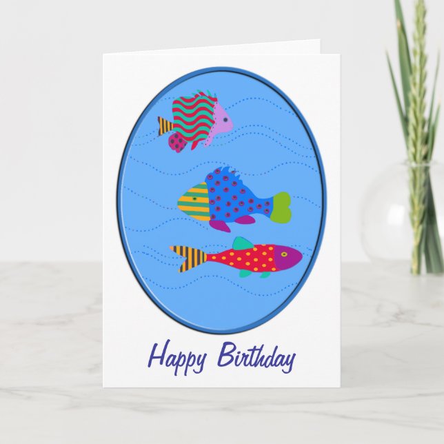Tarjeta Piel de pescado en el cumpleaños oval (Anverso)