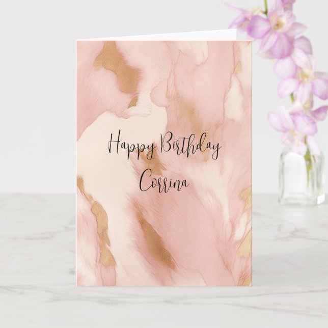 Tarjeta Piel de vaca Rubor de oro blanco crema rosa (Orquídea)