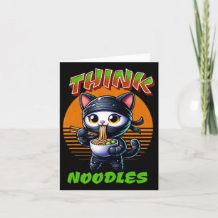 Tarjeta Piénsese en los fideos - Mmm Noodles Kawaii Ninja