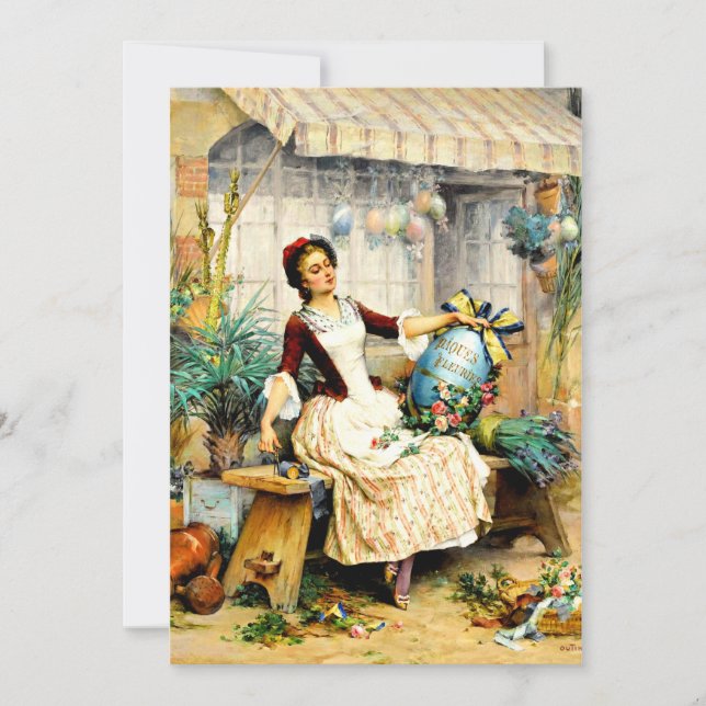 Tarjeta Pierre Outin - El huevo de Pascua, pintura de arte (Anverso)
