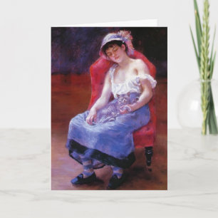 Tarjeta Pierre Renoir - Chica durmiente (Chica con gato)