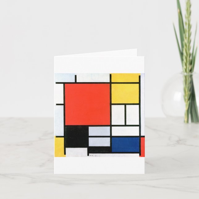 Tarjeta Piet Mondrian Composición Rojo amarillo Azul Negro (Anverso)