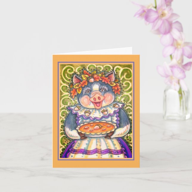 Tarjeta PIG & ACORN PIE, GRACIAS HECHAS CON LOVE Blank (Orquídea)