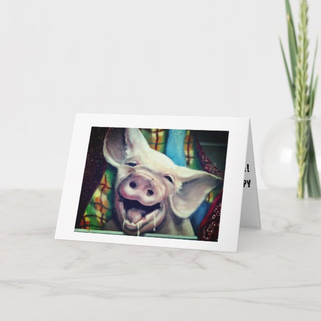 TARJETA PIG DICE ALGO DE DIVERSIÓN **CUMPLEAÑOS ADULTOS**  (Anverso)