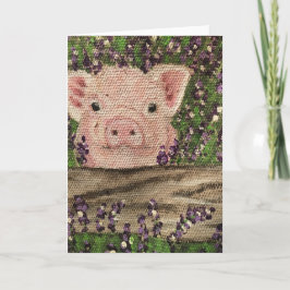 Tarjeta Pig Hiding in the Flowers blank card