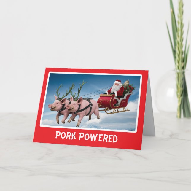 Tarjeta Pig Navideño Divertido Fiesta (Anverso)