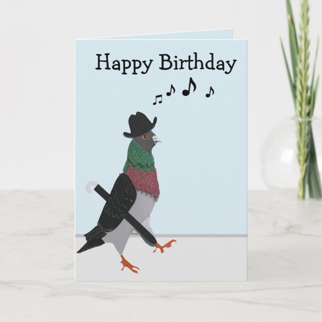 Tarjeta Pigeon About Town Funny Birthday (Anverso)