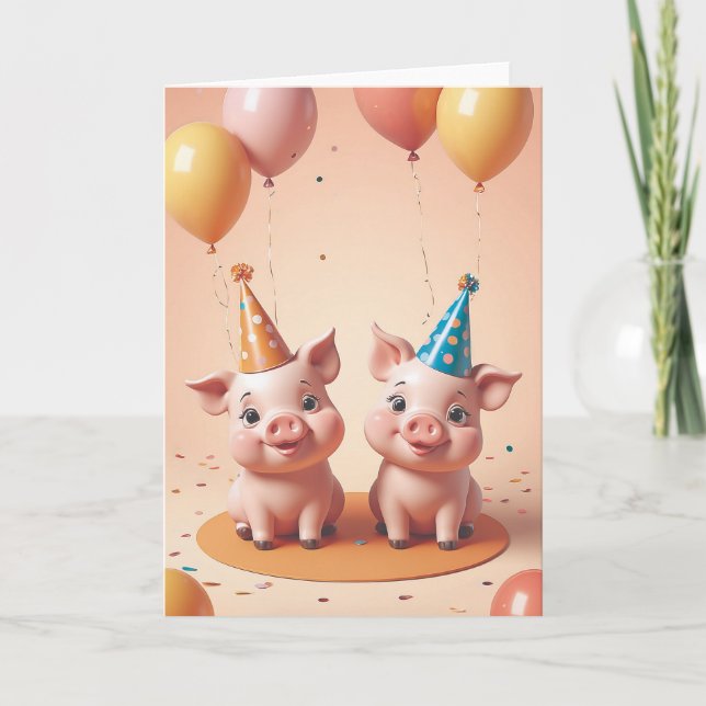 Tarjeta Piggy Party Time (Anverso)