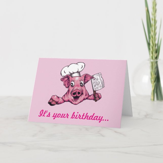 Tarjeta Piggy the Hamicidal Maniac Funny Pig Birday (Anverso)