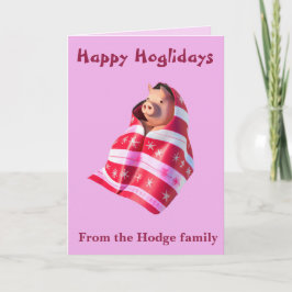 Tarjeta Pigs In Blankets A Cute Piglet Wrapped In A Throw 