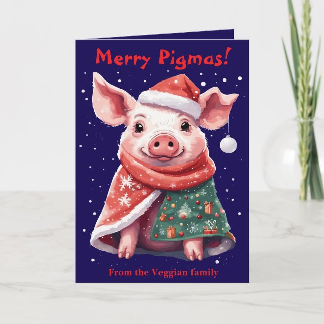Tarjeta Pigs In Blankets And Santa Hat Cute Animal Christm (Anverso)