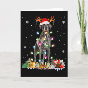Tarjeta Pijama con luces de hadas y sombrero de Santa para