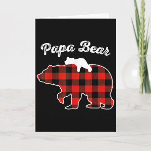 Tarjeta Pijama de franela de Papá Oso a cuadros rojos para
