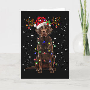 Tarjeta Pijama de luces de árbol de Navidad de Labrador La