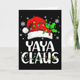 Tarjeta Pijama de luces de Navidad de Yaya Claus para fami