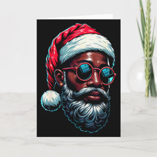 Tarjeta Pijama de Navidad afroamericano Xmas Afro Santa 
