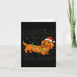 Tarjeta Pijama de Navidad de Dachshund de pelo largo a tra