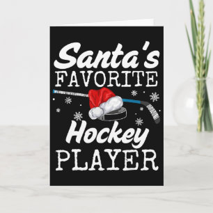 Tarjeta Pijama de Navidad de jugador de hockey de Santa té