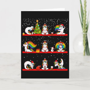 Tarjeta Pijama de Navidad de la postura de yoga de unicorn