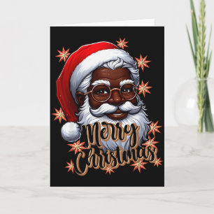 Tarjeta Pijama de Navidad de Papá Noel afroamericano Negro