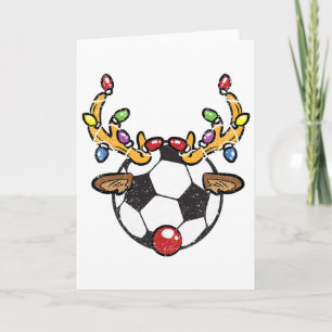 Tarjeta Pijama de Navidad de reno de fútbol Ll luces de Na