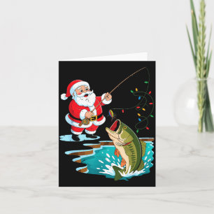 Tarjeta Pijama de Navidad de Santa Fishing Lure B Fish par