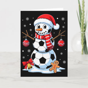 Tarjeta Pijama de Navidad Fútbol Muñeco de Nieve Gorro de