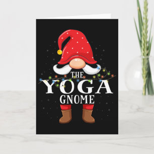 Tarjeta Pijama de Navidad para familia con Gnome de Yoga