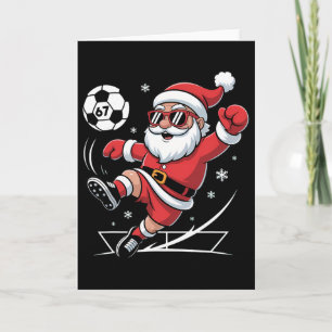 Tarjeta Pijama divertido de fútbol Santa 67 Meme Navidad X