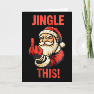Tarjeta Pijama divertido de Navidad con dedo medio de Sant